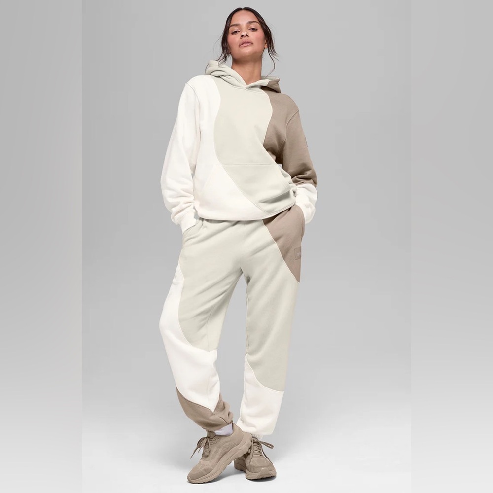 Alo Yoga Make Waves Hoodie - Ivory/Bone/Gravel - Size XXS